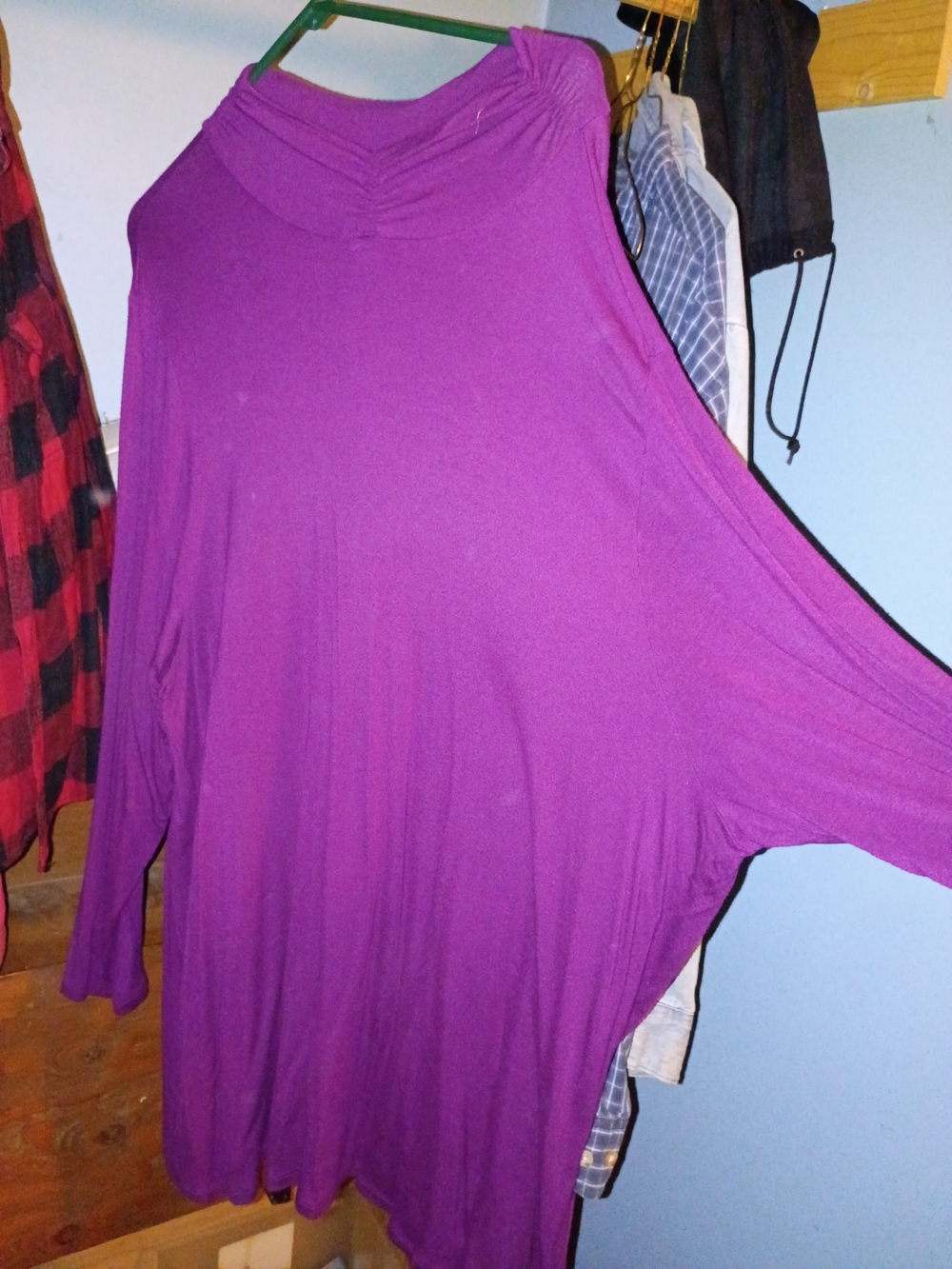 Women’s Purple Long-Sleeve Draped Tunic Top